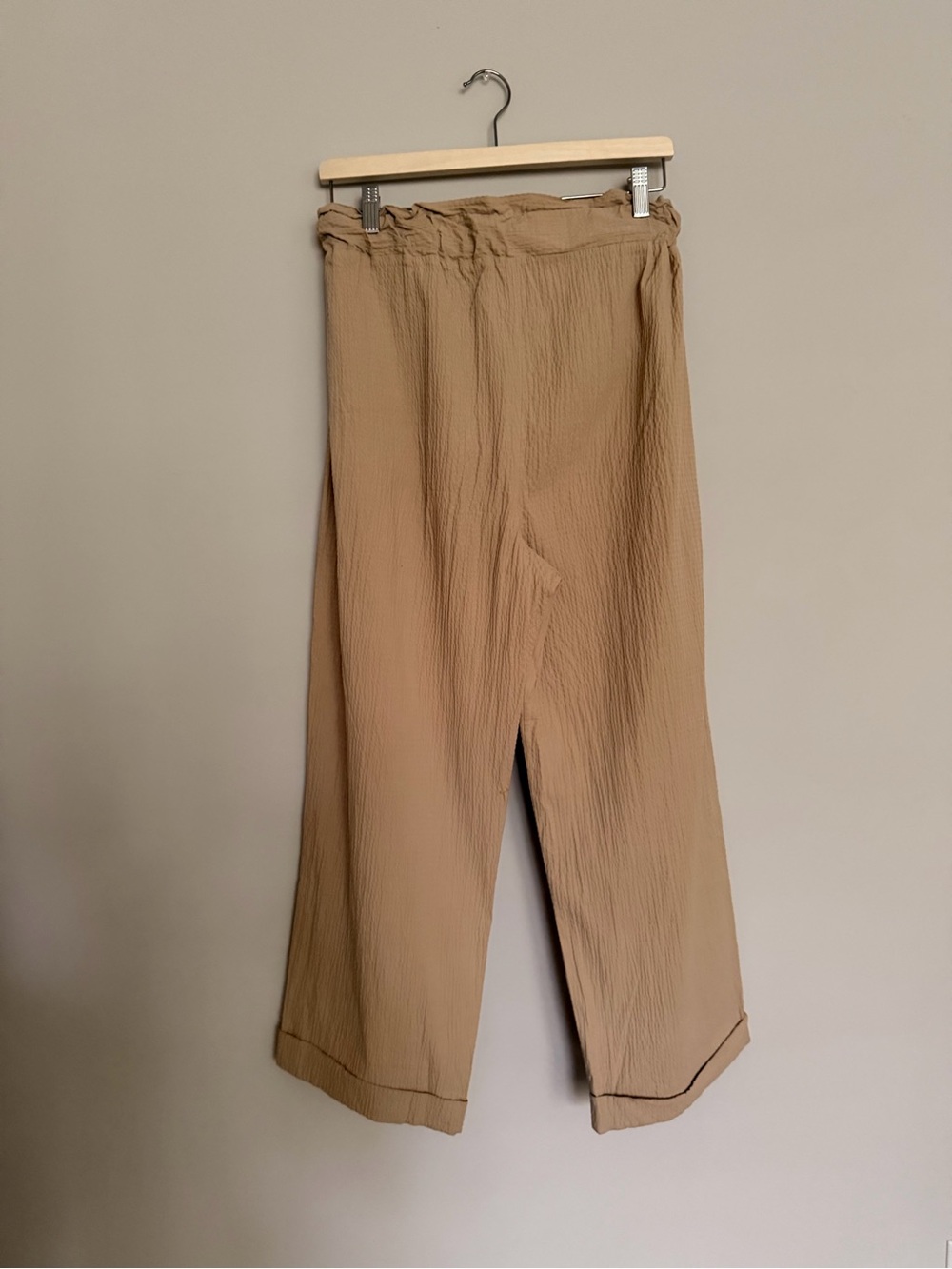 Paperbag Waist Wide-Leg Culottes - Camel Brown - Picture 2 of 2